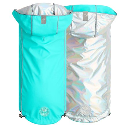 Reversible Raincoat - Neon Aqua and Iridescent