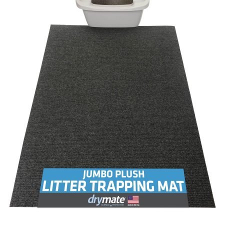 Plush Litter Trapping Grey Cat Litter Mat