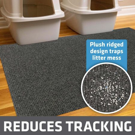 Plush Litter Trapping Grey Cat Litter Mat