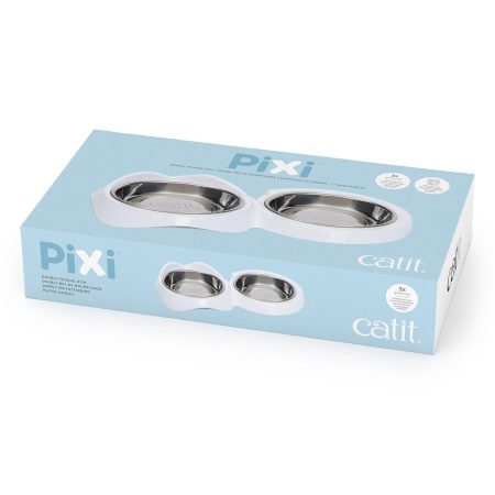 PIXI Double Feeding White Dish