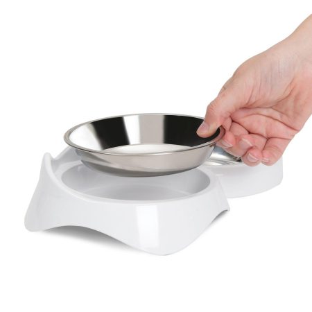 PIXI Double Feeding White Dish