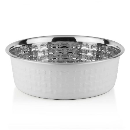 Stainless Steel White Dog Bowl