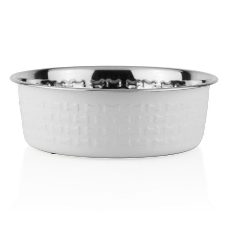 Stainless Steel White Dog Bowl