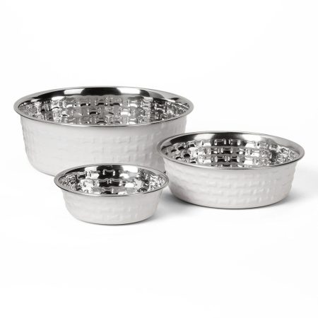 Stainless Steel White Dog Bowl