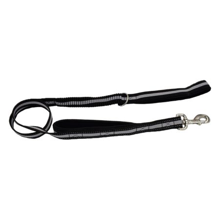 Double Handle Bungee Dog Leash Black