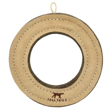 Natural Leather & Wool Ring Dog Toy