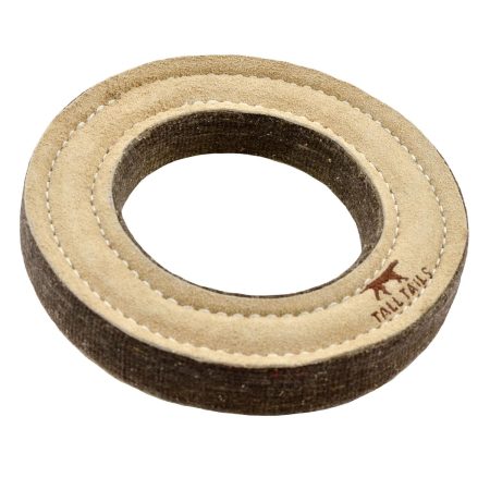 Natural Leather & Wool Ring Dog Toy