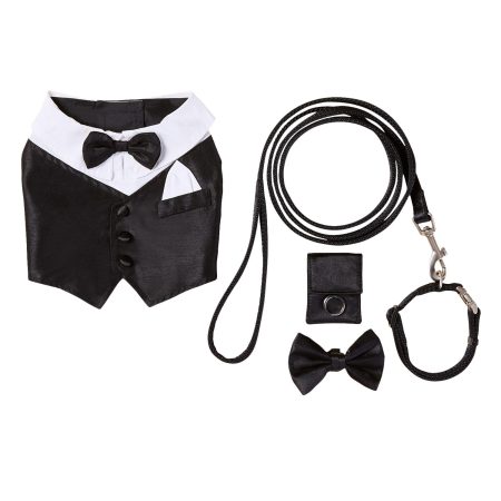 Wedding Black Dog Collar & Leash Set