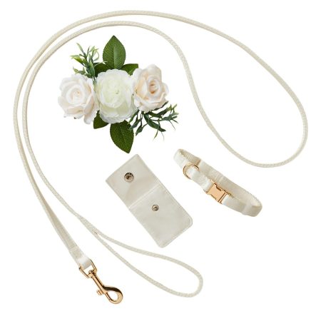 Wedding Ivory Dog Collar & Leash Set