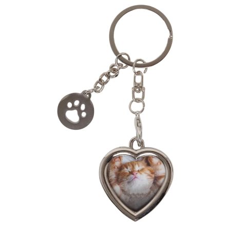 Heart with Paw Charm Keychain