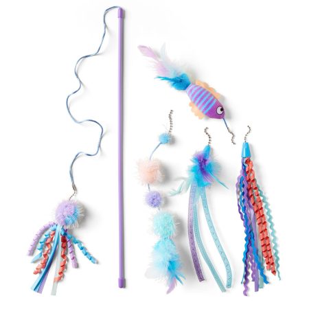 5-in-1 Fish Teaser Wand Set Cat Toy