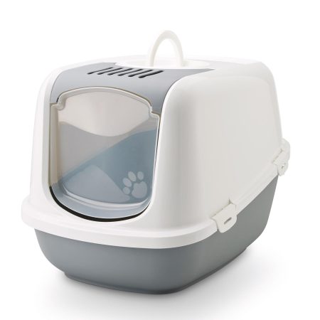 Nestor Grey & White Hooded Litter Box