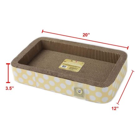 Rectangular Corrugated Yellow Dots Cat Scratcher