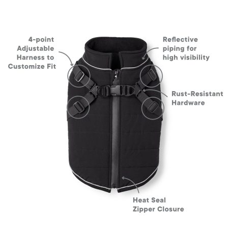 2-in-1 Harness Black Puffer Vest