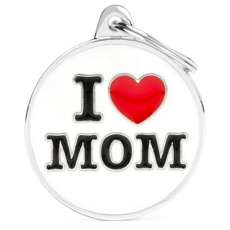 I Love Mom Circle ID Tag