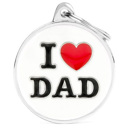 I Love Dad Circle ID Tag