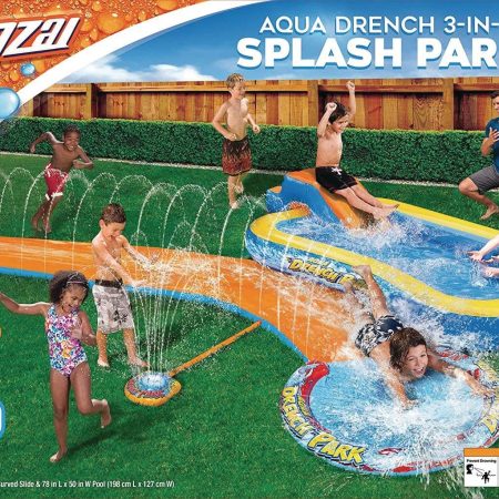 Banzai Aqua Drench 3-in-1 Splash ParkPool, Sprinkler, WaterSlide, Age 3+