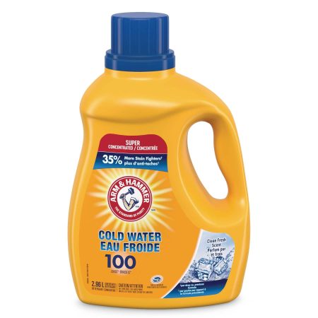 Arm & Hammer Cold Water Liquid Laundry Detergent, Clean Fresh, 100-Load, 2.96-L