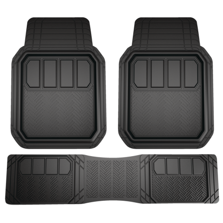 Armor All Deep Tray Car Floor Mats, Black, 3-pk