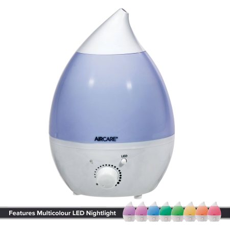 AirCare Humidifier AUV20AWHTCN Aurora Ultrasonic Cool Mist with Light, White, 3.78-L