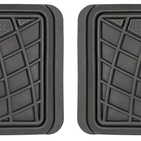 AutoTrends Grid Rubber Floor Mat with Anti-Skid Backing, Black, 4-pc