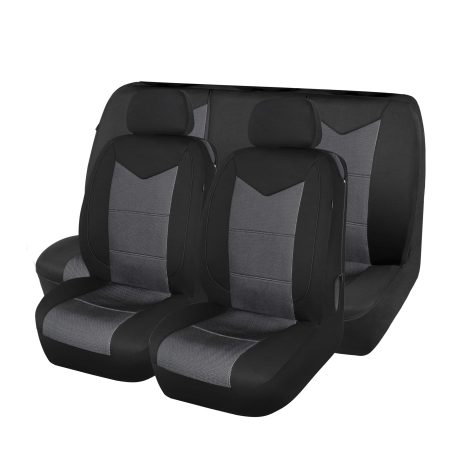 AutoTrends Jacquard Quilted Seat & Bench Seat Cover Set, Black