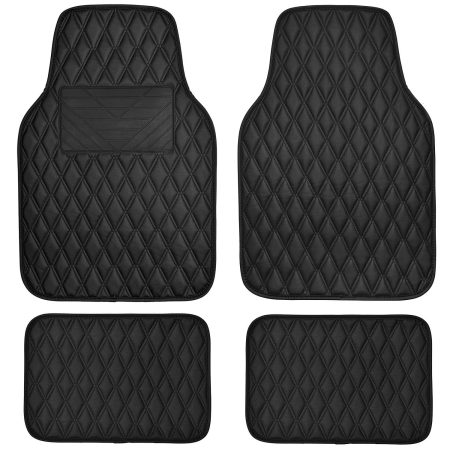 AutoTrends Quilted Faux Leather Floor Mats, 4-Pc