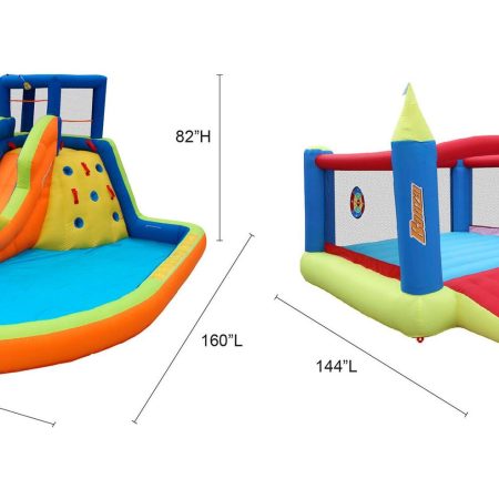 BANZAI Double Fun Outdoor Inflatable 2-in-1 Water Park & Bounce House Combo, Kids Ages 5+