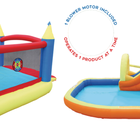 BANZAI Double Fun Outdoor Inflatable 2-in-1 Water Park & Bounce House Combo, Kids Ages 5+