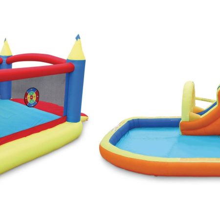 BANZAI Double Fun Outdoor Inflatable 2-in-1 Water Park & Bounce House Combo, Kids Ages 5+