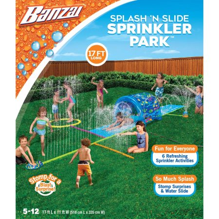 Banzai Splash ‘N Slide Sprinkler Park, Kids' Outdoor Summer Water Toy, Age 5+