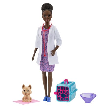 Barbie Vet Doll & Playset,  with Pet, Brunette, 6-pc, Age 3+