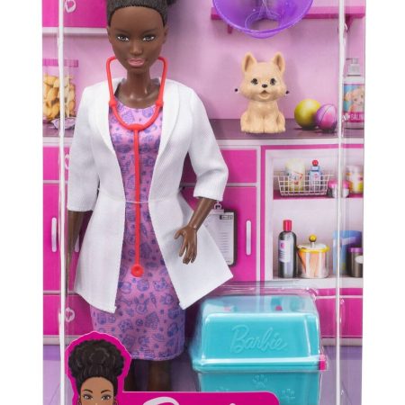 Barbie Vet Doll & Playset,  with Pet, Brunette, 6-pc, Age 3+