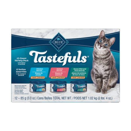 Blue Buffalo BLUE Tastefuls™ Salmon, Chicken & Fish/Tuna Paté Wet Cat Food Variety Pack, 3-oz, 12-pk