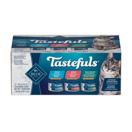 Blue Buffalo BLUE Tastefuls™ Salmon, Chicken & Fish/Tuna Paté Wet Cat Food Variety Pack, 3-oz, 12-pk