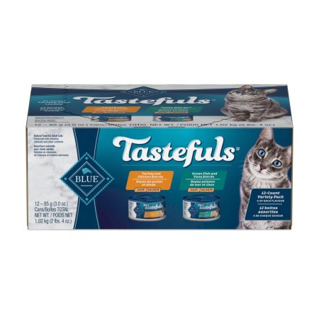 Blue Buffalo BLUE Tastefuls™ Turkey, Chicken & Ocean Fish Paté Wet Cat Food Variety Pack, 3-oz, 12-pk