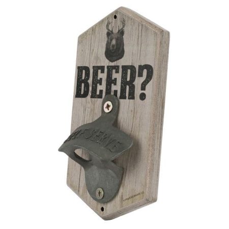 Open Road Brands "Beer" Bear Decorative Bottle Opener, Wood/Metal, Brown