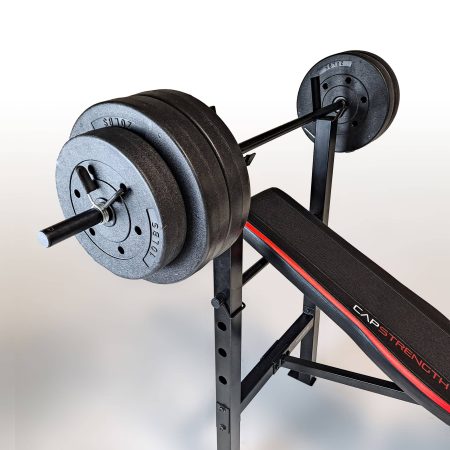 Cap Barbell  Adjustable Utility Weight Bench for Full Body Workout with 100-lb Weight Set