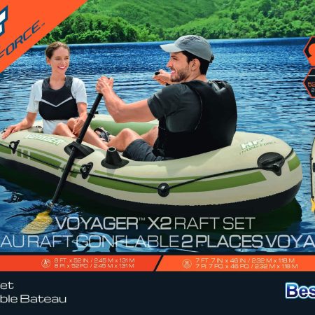 Bestway Hydro-Force™ Voyager X2 Inflatable Boat with Built-in Fishing Rod Holders