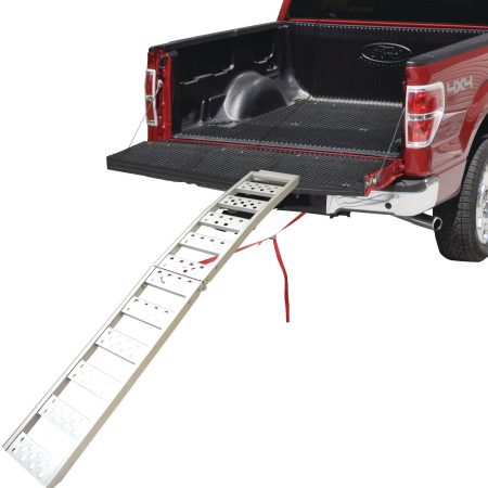 Aluminum Bi-Folding Arched Loading Ramp w/ Adjustable Straps, 85 x 12-in