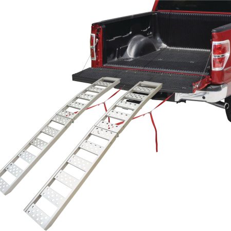 Aluminum Bi-Folding Arched Loading Ramp w/ Adjustable Straps, 85 x 12-in