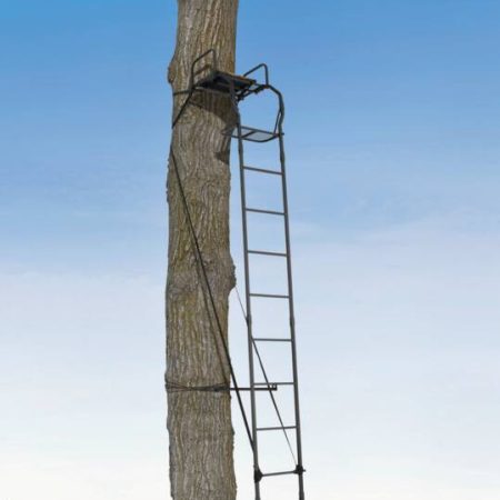 Big Game Warrior Pro Single 1-Person Ladder Tree Stand w/ Seat & Armrests For Hunting, 16-ft