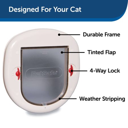 PetSafe 4-Way Locking Cat Plastic Flap Door For Exterior and Interior, Large