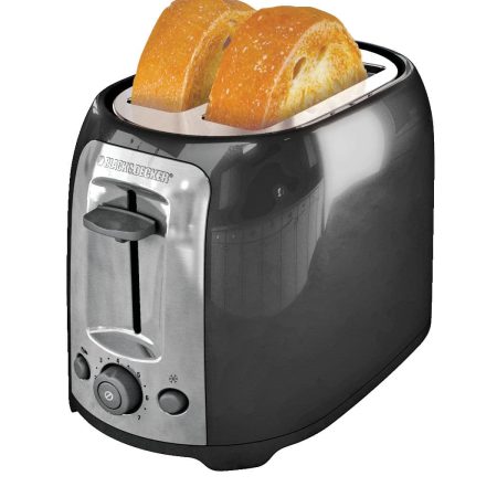 Black & Decker Extra Wide Slots Toaster w/ 7 Settings, Black, 2-Slices