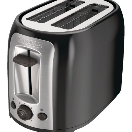 Black & Decker Extra Wide Slots Toaster w/ 7 Settings, Black, 2-Slices