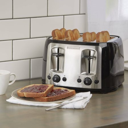 Black & Decker Extra Wide Slots Toaster w/ 7 Settings, Black, 4-Slices