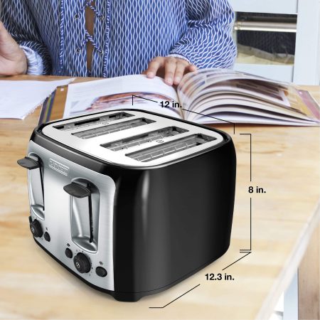 Black & Decker Extra Wide Slots Toaster w/ 7 Settings, Black, 4-Slices