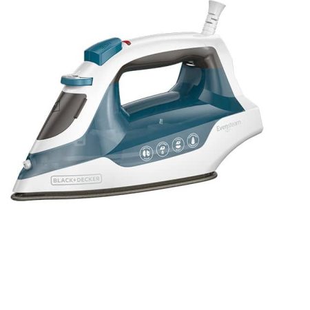 Black & Decker 1200W Compact Steam Iron with Non-Stick Soleplate, Blue/White