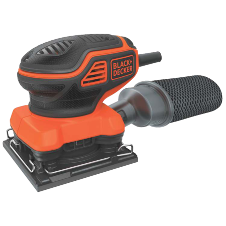 Black + Decker BDEQS300 2A Corded Single-Speed Paddle Switch Sheet Sander with Dust Bag, 1/4-in