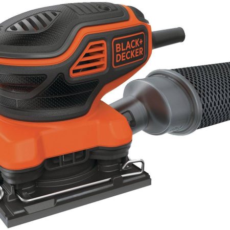 Black + Decker BDEQS300 2A Corded Single-Speed Paddle Switch Sheet Sander with Dust Bag, 1/4-in